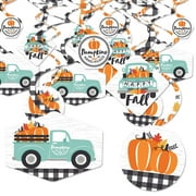 Big Dot of Happiness Happy Fall Truck - Harvest Pumpkin Party Hanging Decor - Party Decoration Swirls - Set of 40