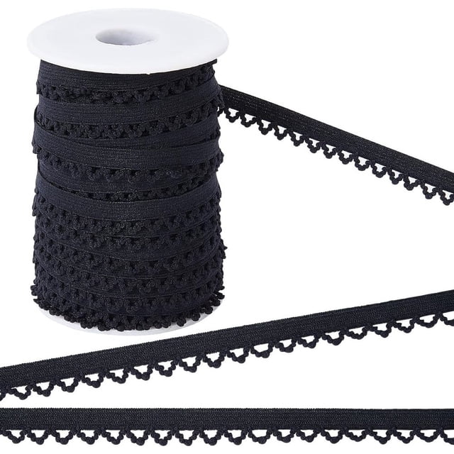 Cinta elástica de licra con lazo de picot de 27 m y 11 mm de ancho para lencería, ribete de encaje con volantes, banda elástica, ribete decorativo