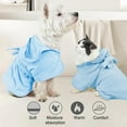 thumbnail image 3 of Dog Bathrobe Towel Hooded Microfiber Wearable Small Dog Bath Wrap Towel Pet Grooming Bath Towel Dog Dressing Gown Soft Pet Robe (Blue,L), 3 of 7