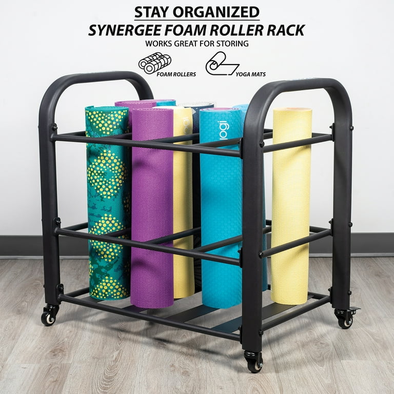 Synergee Yoga Mat Storage Rack – Storage Cart for Yoga Mats, Foam Rollers &  Mobility Equipment. Perfect for Yoga Studio 