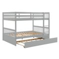 thumbnail image 4 of Full Over Full Bunk Bed with Trundle, Full Size Bunk Bed, Solid Wood Bunk Bed Frame with Ladders & Slats, Bedroom Furniture, Grey, 4 of 7