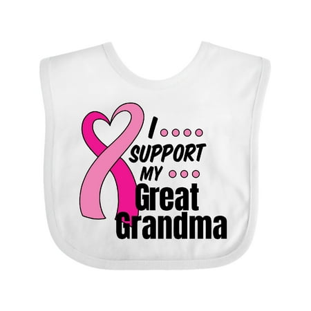 

Inktastic Breast Cancer Awareness I Support My Great Grandma Gift Baby Boy or Baby Girl Bib