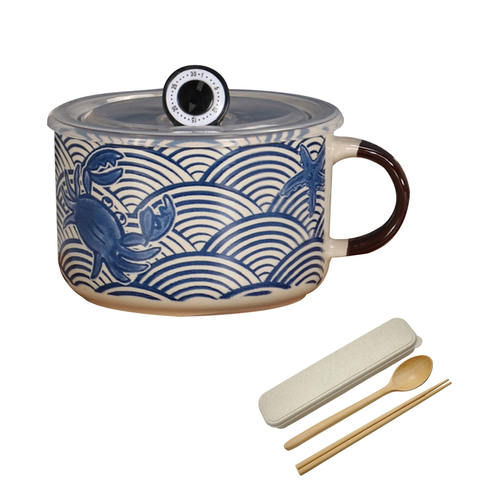 Haifle 800ml Japanese Ceramic Instant Noodle Bowl, Porcelain Cup Shape