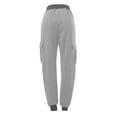 thumbnail image 4 of frariair Sweatpants Women Casual Solid Pocket Pants High Waist Elastic Band Sweater Drawstring Cargo Jogger Grey, 4 of 4