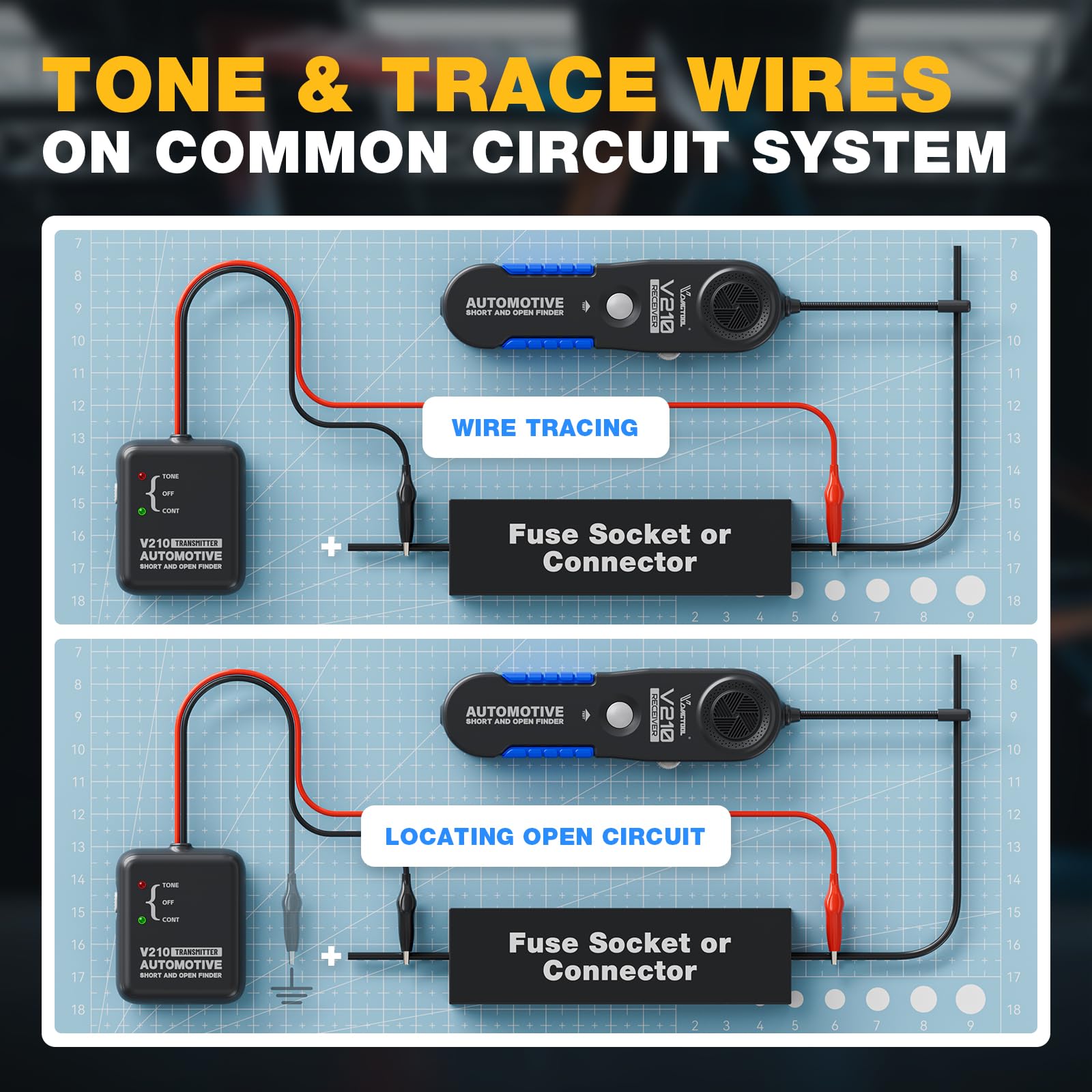 Octoder Automotive Open & Short Circuit Tester - DC 6-42V Wire Tracker Tool With Probes