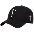 thumbnail image 3 of Summer Hats for Women Unisex Faith Cross Embroidery Imitation Wool Green Baseball Sun Cap Black One Size, 3 of 4
