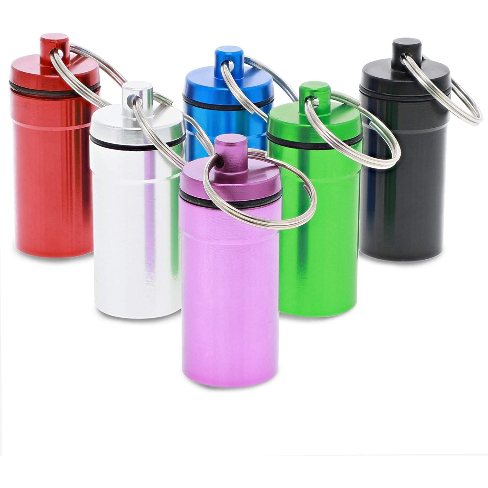 Juvale 6 Colors Portable Pill Cases, Waterproof Aluminum Pill Holders