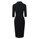 thumbnail image 5 of Vestido tubo ajustado Retro de cóctel con mangas 3/4 y cuello en V elegante para mujer B760, 5 of 8