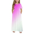 thumbnail image 2 of ATOGUTA Big Girl Dresses Short Sleeve Stretchy A-Line Sundress Casual Gradient Long Dresses Pink, Size 4-14 Years, 2 of 6