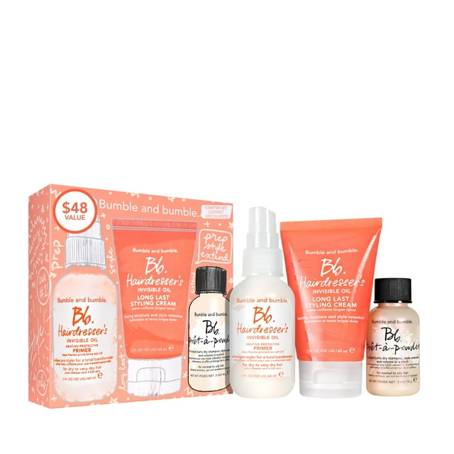 Bumble and bumble. Prep, Style, Extend Starter Set | Hairdresser's Invisible Oil Primer, Hairdresser's Invisible Oil Long Lasting Styling Cream + Prêt-à -powder Dry Shampoo