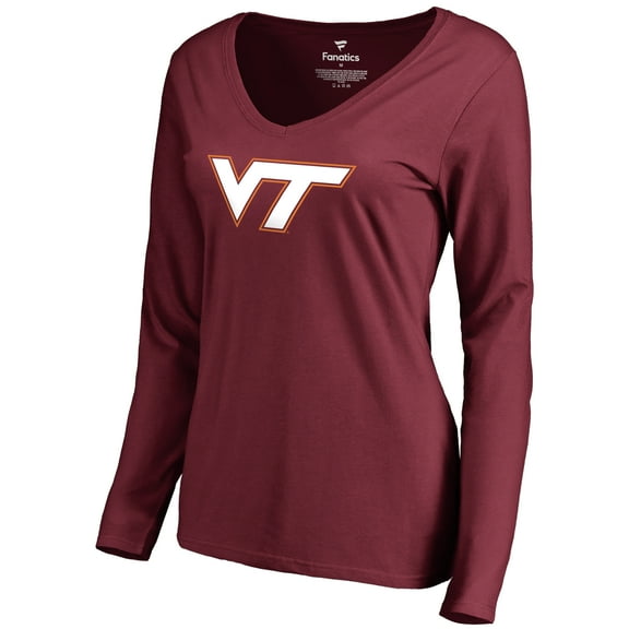 Women's Maroon Virginia Tech Hokies Primary Team Logo Long Sleeve T-Shirt