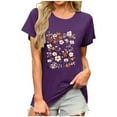 thumbnail image 3 of NSLGXD Womens T Shirts Summer Round Neck Short Sleeve Blouses Loose Fit Graphic Tees Classic Vacation Tshirts S-2XL Purple Top, 3 of 5