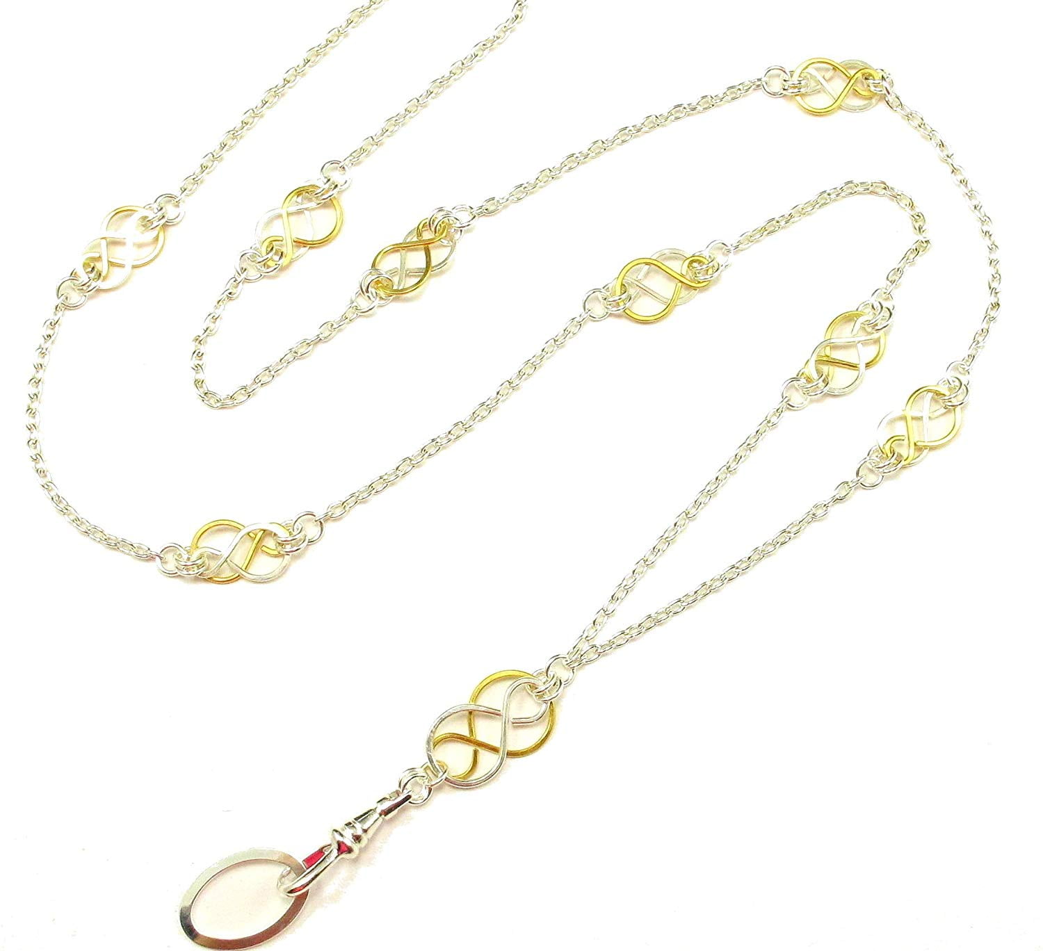 Women's Fashion Lanyard Necklace Chain Lanyard Super Strong for Keys Vertical Badge Holder Horizontal Silver 1# 