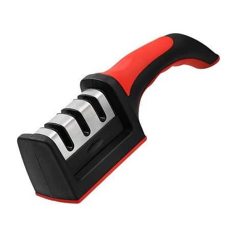 

VEAREAR Kitchen Sharpener Speed Grinding Comfortable Grip 3 Stage Slots Non-Slip Safe Efficient Manual Sharpener for Home
