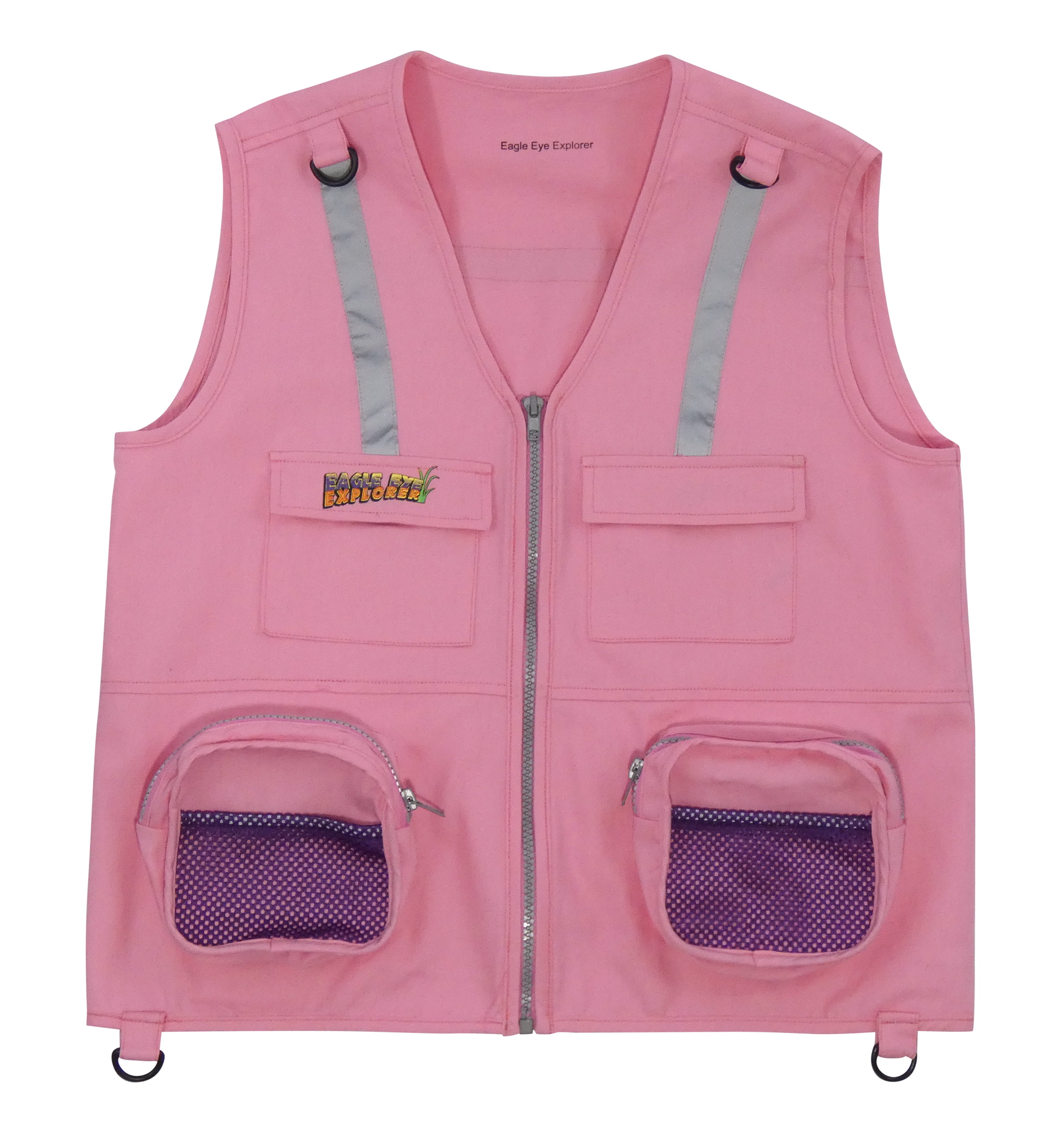 M/L Pink- 3 Piece Set Cargo Vest with Reflective Safety Straps, 1