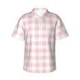 thumbnail image 1 of Balery Pink Checkboard Camisas hawaianas de manga corta para hombre, camisas playeras de corte holgado, camisas de vacaciones con botones,XX-Large, 1 of 7