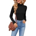 thumbnail image 3 of Frontwalk Ladies Pullover Turtleneck Shirts High Neck Tops Women Fashion Basic Long Sleeve T Shirt Black 2XL, 3 of 4