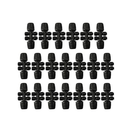 20 Pack 1/2 to 1/4 6 Way Barbed Tee Connectors for Drip Irrigation Systems and Garden Watering