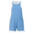 thumbnail image 5 of gbyLJF Womens Jumpsuit Casual Wide Leg Sleeveless Jumpsuits Solid Color Cropped Rompers Loose Fit Overalls with Pockets, 5 of 7