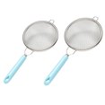 thumbnail image 1 of 2pcs Household Stainless Steel Strainer Filter Mesh Sieves Strainer Colander Kitchen Gadget for Home (Small + Large Silver + Blue), 1 of 9