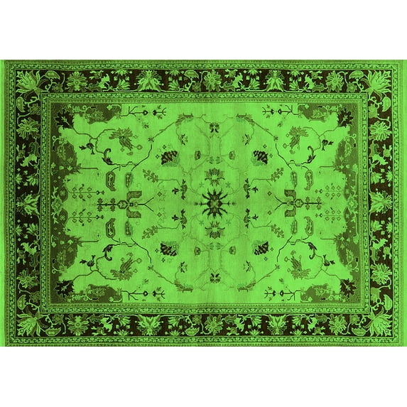 Ahgly Company Indoor Rectangle Oriental Green Traditional Area Rugs, 8' x 12'