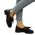 thumbnail image 5 of Women's Patent Leather Mary Janes Shoes Chunky Platform Oxfords with Bow Slip-On Dress Shoe Party Girls School, 5 of 7