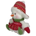 thumbnail image 4 of Northlight 8" Red and Green Sitting Snowman Girl Christmas Figure, 4 of 5