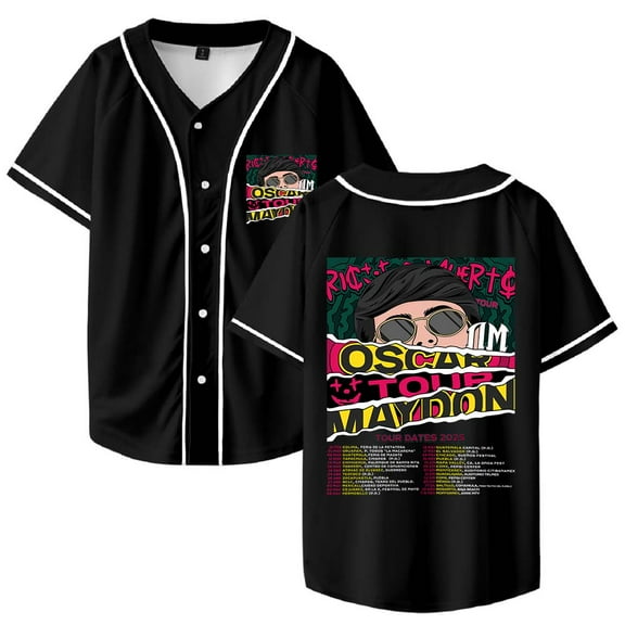Oscar Maydon Tour 2025 Merch Baseball Jersey Shirt V-Neck Women Men Short Sleeve Streetwear Clothes