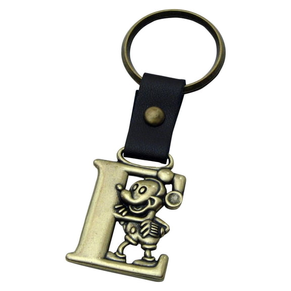 Mickey Mouse Letter E Brass Key Chain
