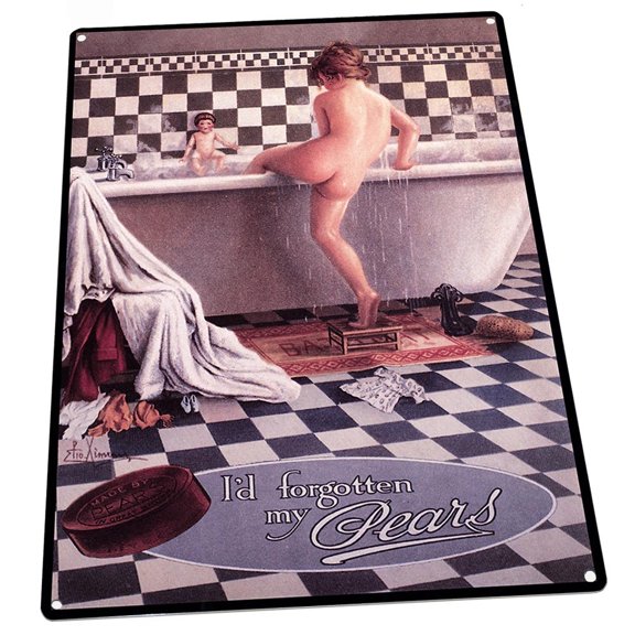 Forgotten My Pears 9"x12" Metal Sign, Wall Decor for Bath or Laundry