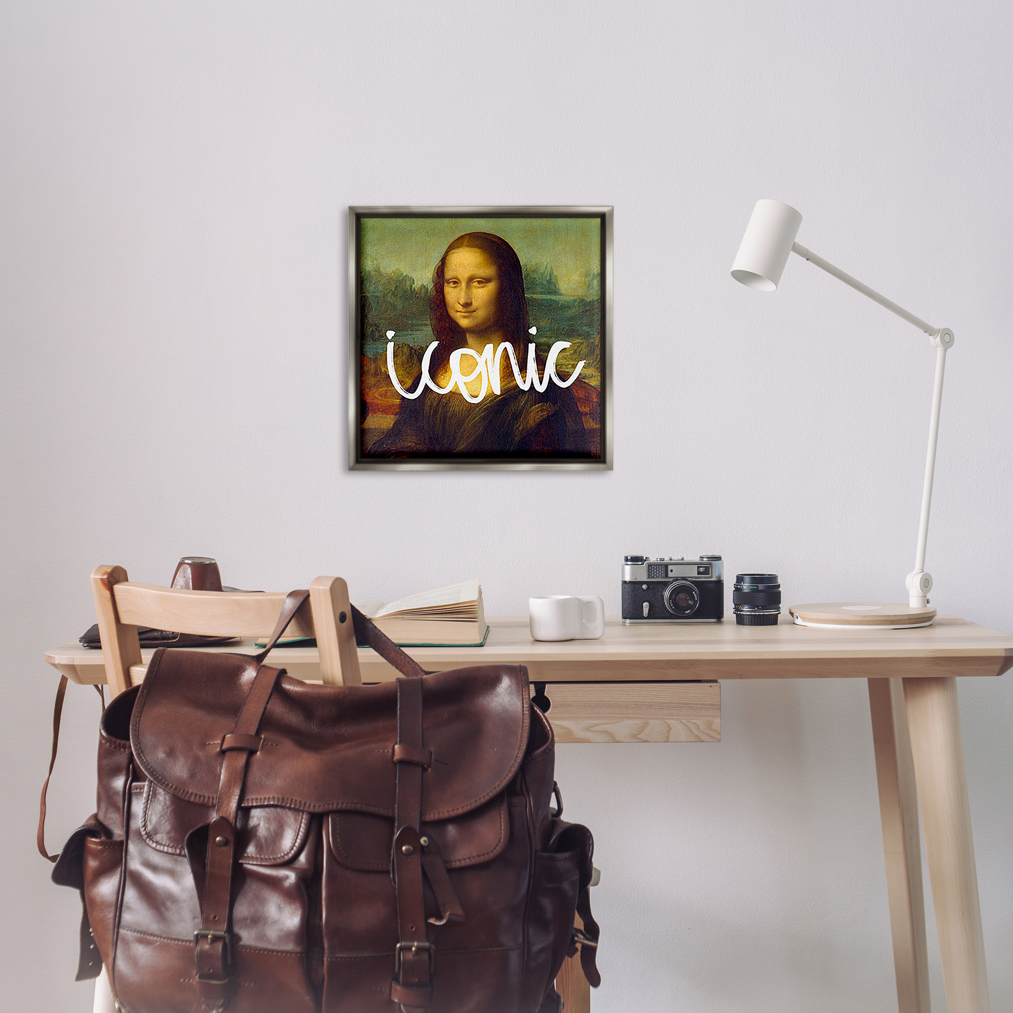Stupell Industries Iconic Classical Portrait Novelty & Humor Painting Gray Floater Framed Canvas Art Print Wall Art, 25 x 25
