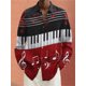 thumbnail image 1 of Camisa de hombre con notación musical, instrumentos musicales, gráficos claros, informal, para exteriores, calle, cómoda, suave, lujosa, 2024, popular, más, 1 of 6