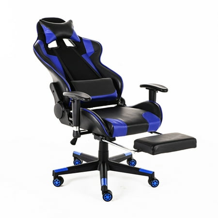 Racing Style Gaming Chair - 90°-180° Reclining Ergonomic Leather Chair with Footrest, High Back Office or Gaming