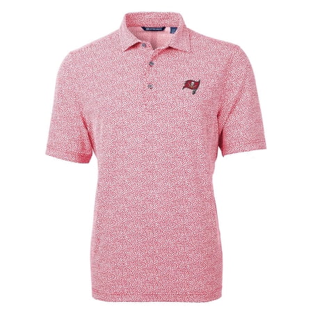 Men s Cutter & Buck Red Tampa Bay Buccaneers Virtue Eco Pique Botanical Print Polo