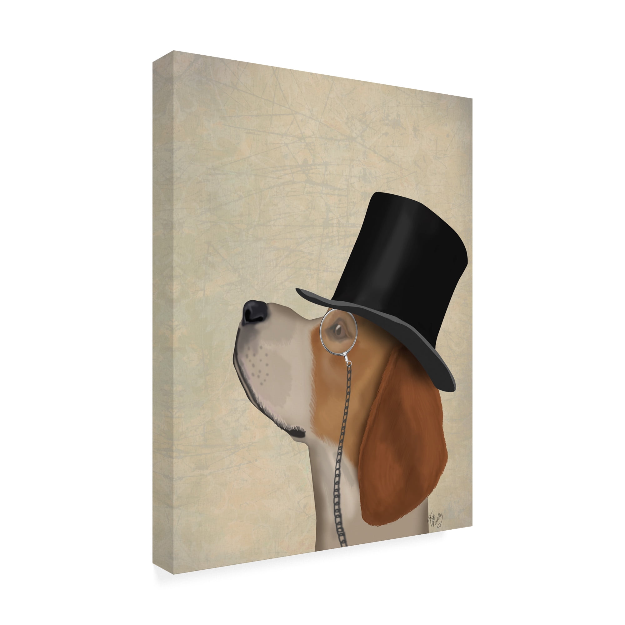 Trademark Fine Art 'Beagle, Formal Hound And Hat' Canvas Art by Fab Funky