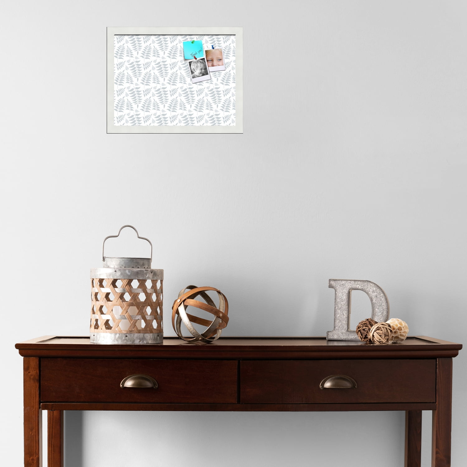 PinPix 16x12 Custom Cork Bulletin Board Fern Lt Grey Poster Board Has a Fabric Style Canvas Finish, Framed in Fern Lt Grey, by ArtToFrames (PinPix-1584)