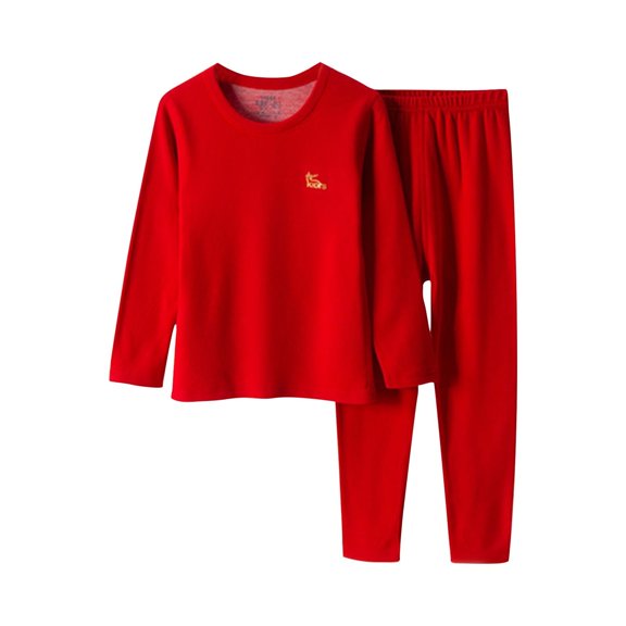 MuZeFu Toddler Girl Clothes 4T Fall/Winter Sets Children's Flannel Round Neck Sleepwear Solid Long Sleeve Set Long Pants Thickened Home Clothes Set
