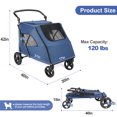 thumbnail image 3 of Dog Stroller for Large Dogs - Wedyvko Foldable Jogger 4 Wheels Pet Stroller for Small to Large Dogs and Other Pet Travel (Navy), 3 of 7