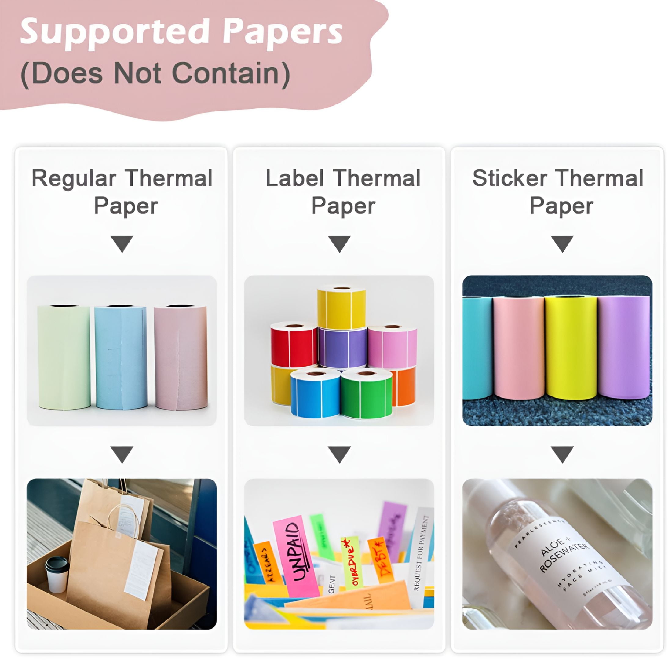 GJX Mini Printer, Bluetooth Pocket Thermal Printer Inkless Portable Sticker Printer Compatible with iOS and Android, Wireless Photo Printer for Printing Label, Journal, Study Notes, Memo, Photos