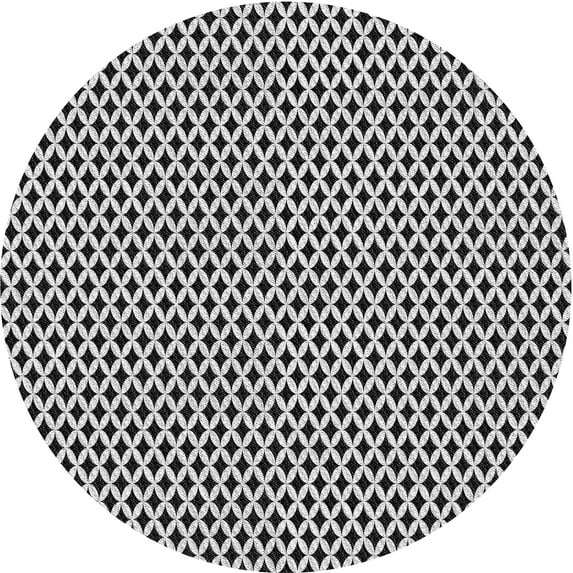 Ahgly Company Machine Washable Indoor Round Transitional Charcoal Black Area Rugs, 4' Round