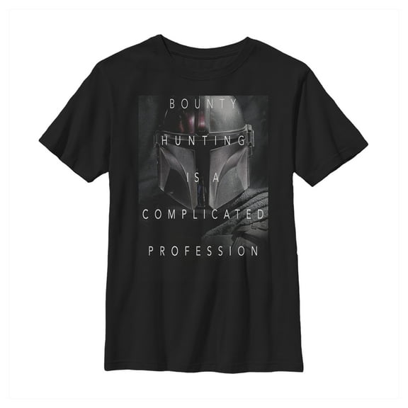 Boy's Star Wars: The Mandalorian Complicated Bounty Hunting  Graphic Tee Black Medium