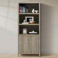 thumbnail image 6 of ARKANTOS 5 Shelf Bookcase with Doors Adjustable Shelf and Storage Cabinet Light Gray Oak, 6 of 7