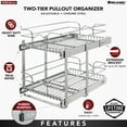 thumbnail image 2 of Rev-A-Shelf 5WB2-1522CR-1 15 x 22 Inch 2-Tier Wire Basket Pull Out Shelf Storage for Kitchen Base Cabinet Organization, Chrome, 2 of 2