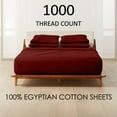 thumbnail image 2 of 1000-Thread-Count 100% Egyptian Cotton 6 PC Sheet Set |California King, Burgundy| 12" Deep Pockets, 2 of 8