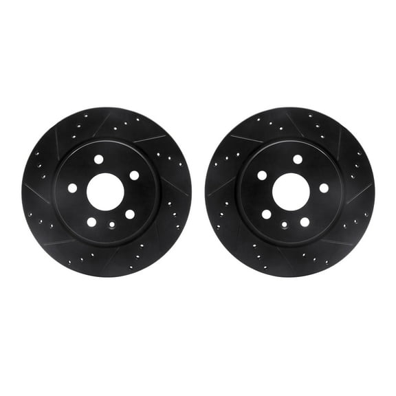 Dynamic Friction Company Rear Brake Rotors-Drilled and Slotted-Black 8002-65015