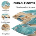 thumbnail image 6 of Outdoor Waterproof Pillow Covers Pack of 2, Teal Beach Water Ripped Starfish Shell Shore Coastal Decorative Throw Pillowcases Cushion Covers for Garden Patio Tent Sofa Couch, 20x12 inch, 6 of 8
