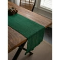 thumbnail image 4 of Hotian Macrame Linen Table Runner with Tassel for St Patricks Day Kitchen Dining and Home Decor Green 63" x 11.8", 4 of 5
