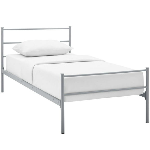Modway Alina Powder Coated Sturdy Steel Twin Platform Bed Frame in Gray