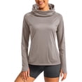 thumbnail image 3 of QATAINLAV Women's Sun Protection Hoodie with Face Mask Summer Lightweight Rash Guards UPF 50+ Thumb Holes Long Sleeve Workout Tops Gray XXXL, 3 of 6