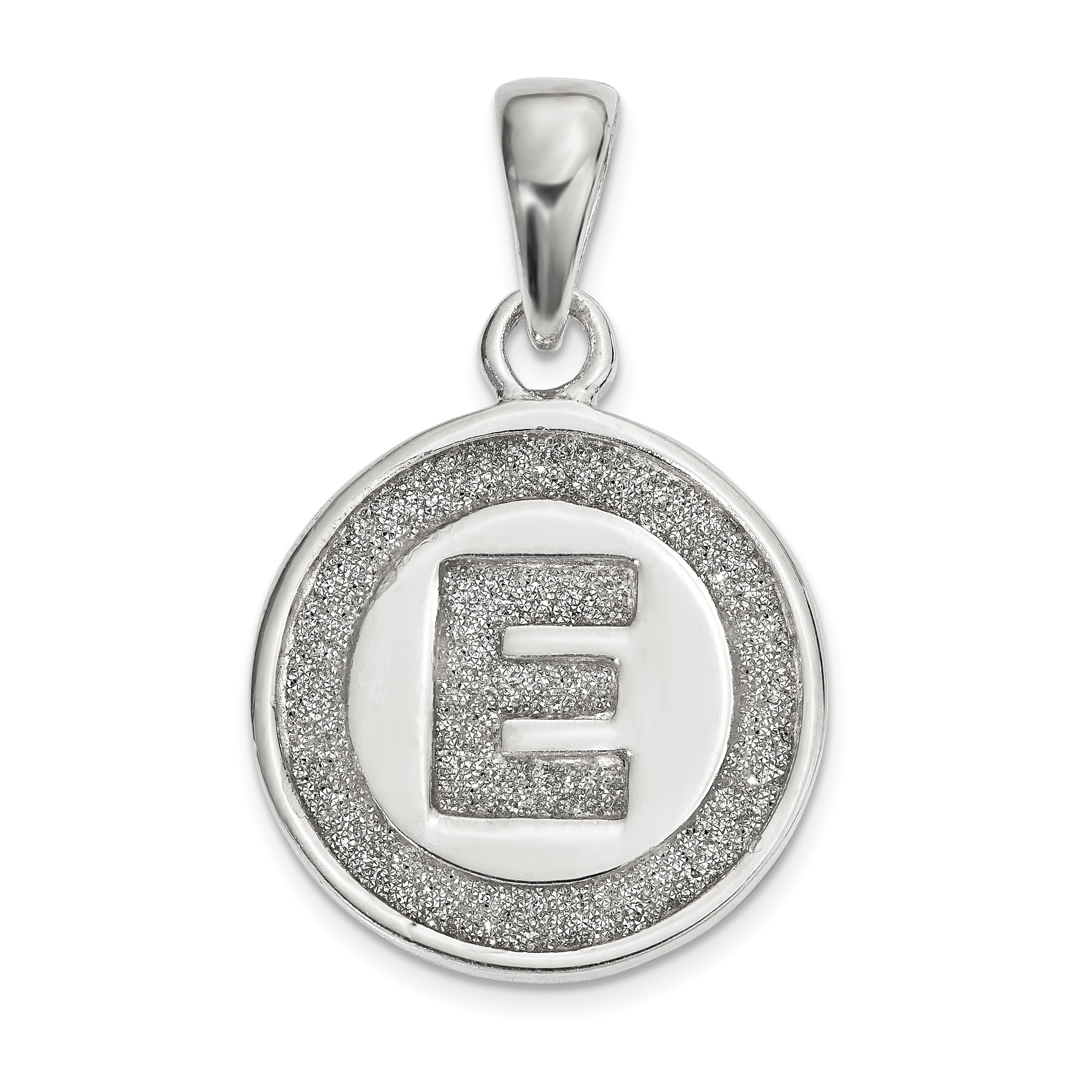 Beautiful Sterling silver 925 sterling Sterling Silver Glitter Enamel Letter E Circle Pendant